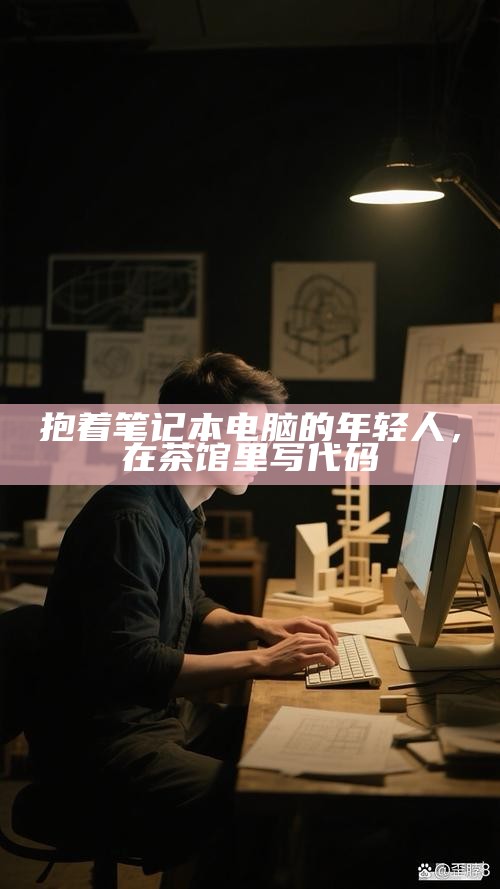 抱着笔记本电脑的年轻人，在茶馆里写代码